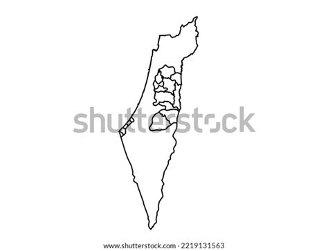 Palestine Map Shadow Minimal Line Outline Stock Vector (Royalty Free ...