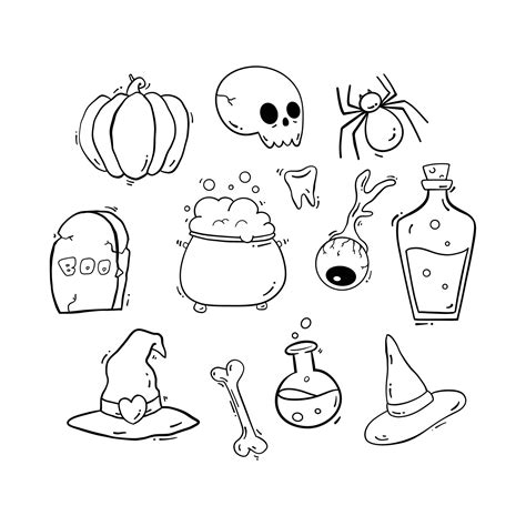 Hand Drawn Halloween Elements Collection 28580213 Vector Art At Vecteezy