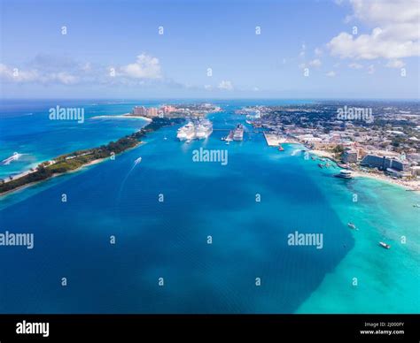 Nassau Historic Downtown Aerial View And Nassau Harbour With Atlantis Hotel At The Background