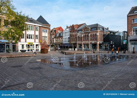 Aarschot Flemish Brabant Belgium Historical Facades And People At