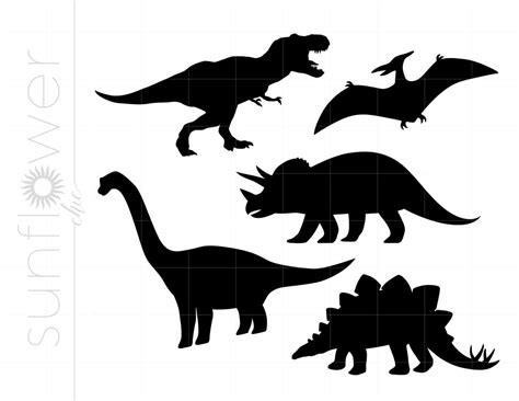 Dinosaur Silhouettes Svg Dinosaur Clipart Dinosaur Shirt Cut Files