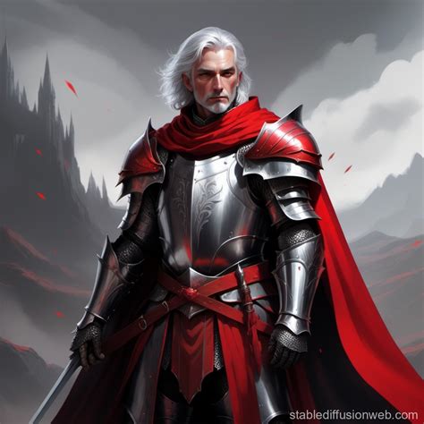 Steel Armored Knight with Red Cape Concept Art | Stable Diffusion Online