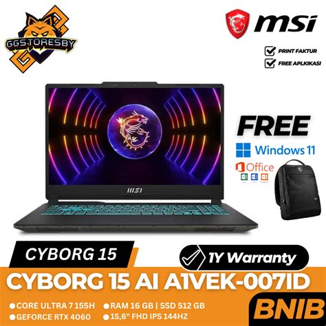 Jual Laptop Msi Cyborg 15 Ai A1vfk 007id Intel Ultra 7 155h 16 512 Rtx4060 Shopee Indonesia