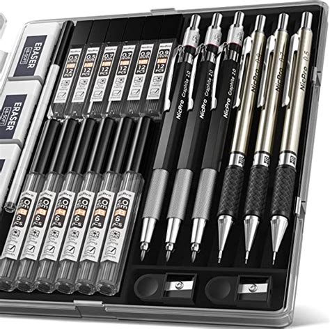 Nicpro Lot de 6 porte mines artistiques 3 crayons métalliques pour