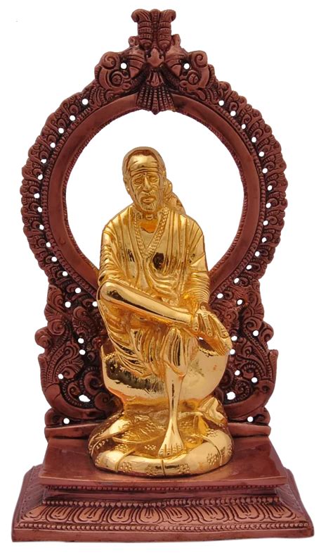 Golden Gold Plated Brass Sai Baba Statue For Interior Decor At Rs