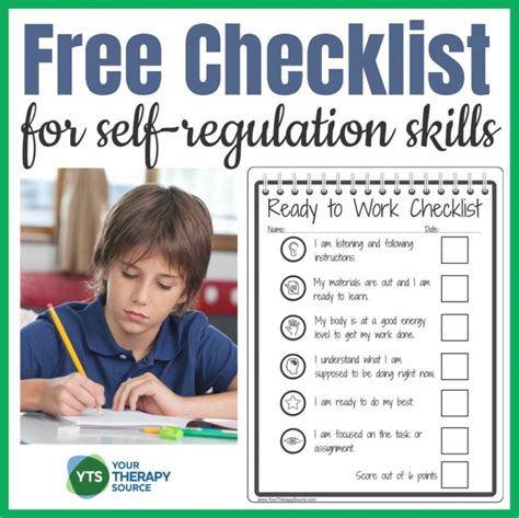 Self Regulation Checklist For Self Monitoring Your Therapy Source