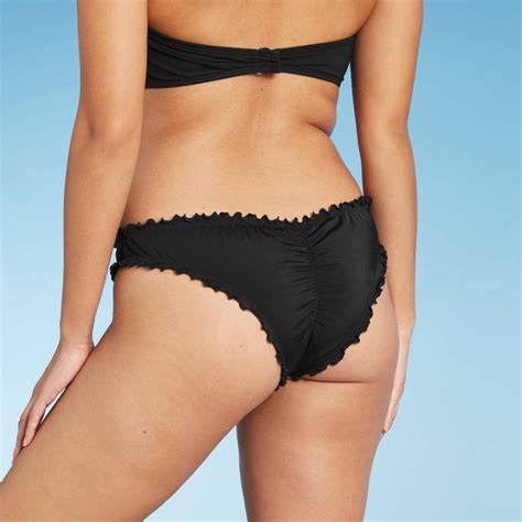 Women S Ruffle Extra Cheeky Bikini Bottom Shade Shore Black