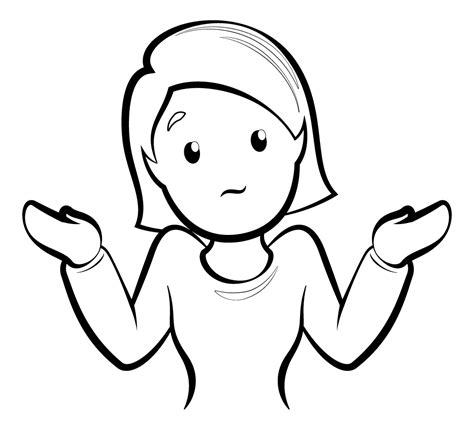 Woman shrugging emoji emoticon black and white clipart free download