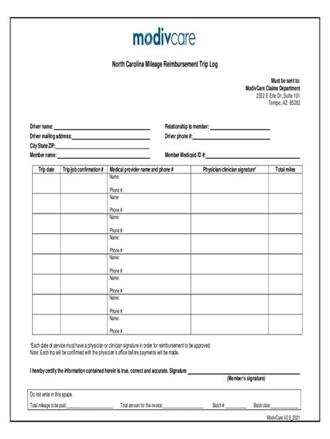 Fillable Online Modivcare Maine Mileage Reimbursement Form Fax Email