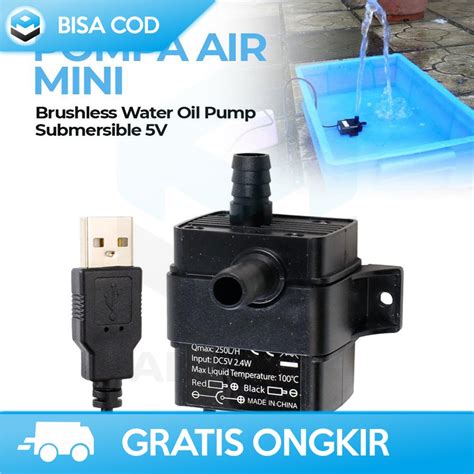 Jual POMPA AIR CELUP MINI AQUARIUM USB BRUSHLESS WATER OIL PUMP QR30A