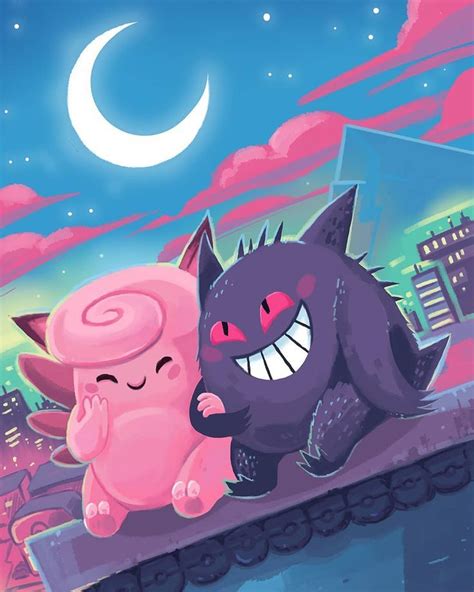 Clefairy And Gengar Fan Art I Love Whenever This Fairy And Ghost