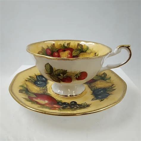 QUEENS FINE BONE China Rosina Antique Fruit Service Footed Tea Cup And