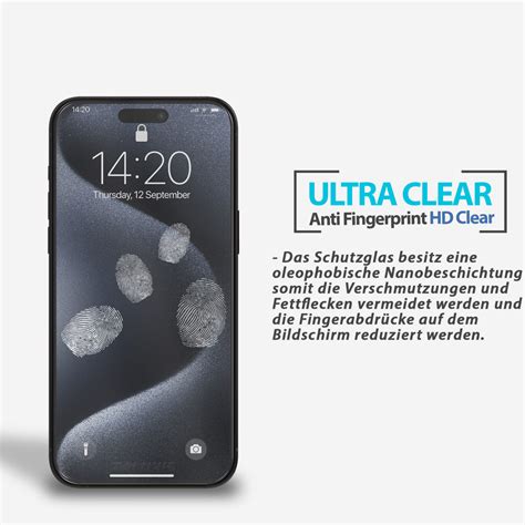 Panzerfolie für iPhone 15 Pro Max Displayschutzglas Gehärtetes Echt