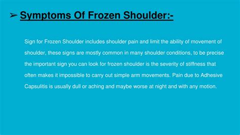 Ppt Frozen Shoulder Symptoms And Treatment At Home Powerpoint