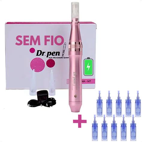 Kit Dr Pen M7 Microagulhamento Dermapen Sem Fio E 10 Cartuchos Shopee