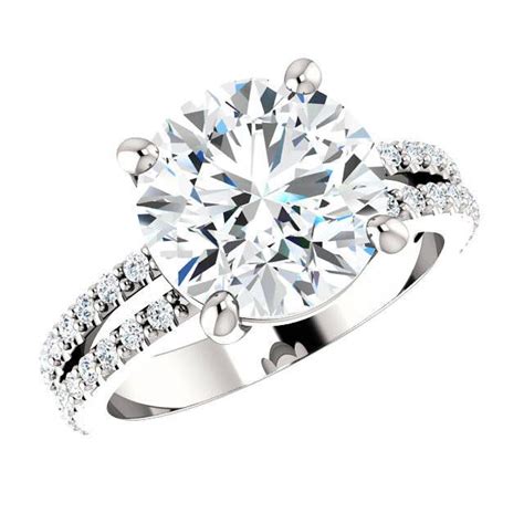 Carat Round Cut Forever One Moissanite Diamond Split Shank