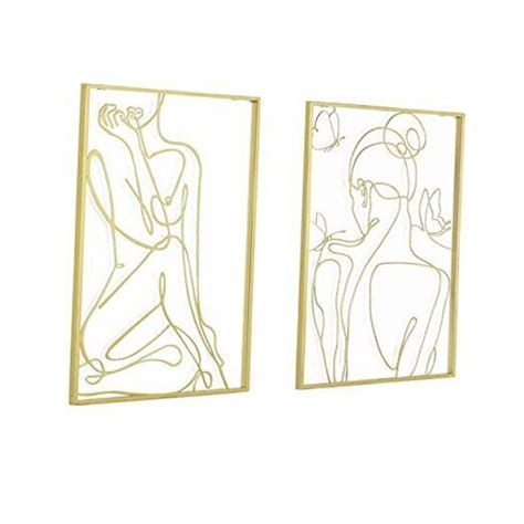 2 Pieces Gold Female Figure Wall Art Modern Minimalist Woman Body Set