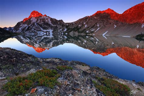 M492 Sunrise Mt Regan Reflected In Sawtooth Lake Idaho Randall J Hodges Photography