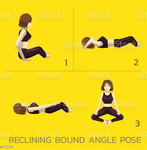 Inclinable Bound Angle Pose Yoga Manga Tutoriel Comment Cartoon Vector