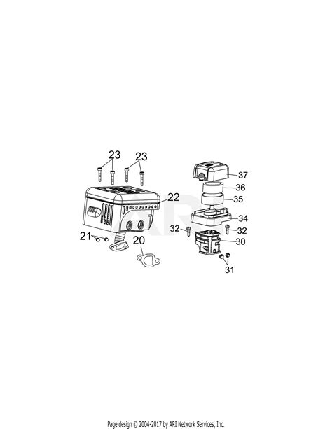 Troy Bilt 170 T0b Engine Parts Diagram For 170 T0b Air Cleaner And Muffler