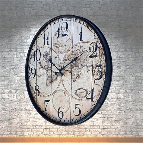 World Map Large Wall Clock Etsy