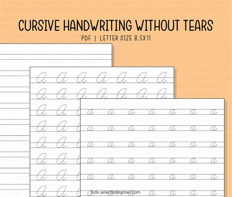 Cursive Handwriting Without Tears Letter Formation A-Z Printable Tracing Practice Worksheet ...