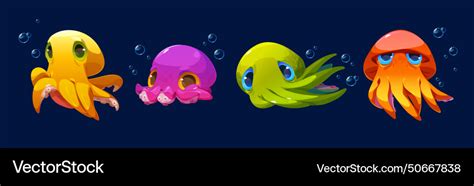 Set of octopus characters isolated on background Vector Image