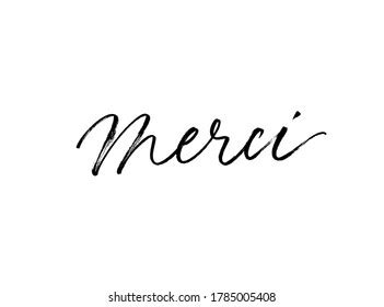 Merci Phrase Handwritten Calligraphic Brush Thank Stock Vector Royalty