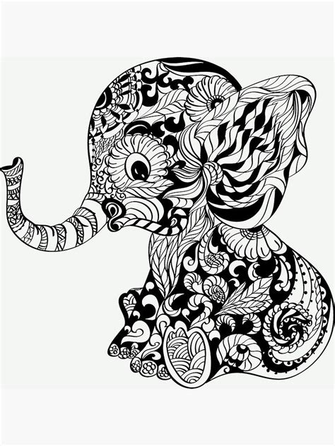 Elefantenjunges Mandala Poster Von Sravyavishnu Elephant Coloring