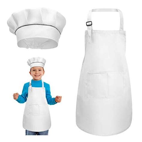 Kissral Kids Apron Chef Hat Set Children Adjustable Kitchen Chef