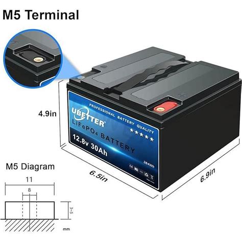 UBETTER Batterie au lithium fer phosphate 12 V 30 Ah LiFePO4 à cycles