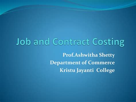 Contract And Job Costing Ppt