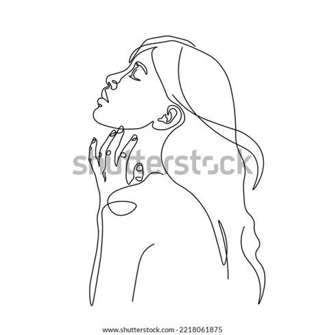 Woman Face One Line Drawing Continuous Stock Vector (Royalty Free ...