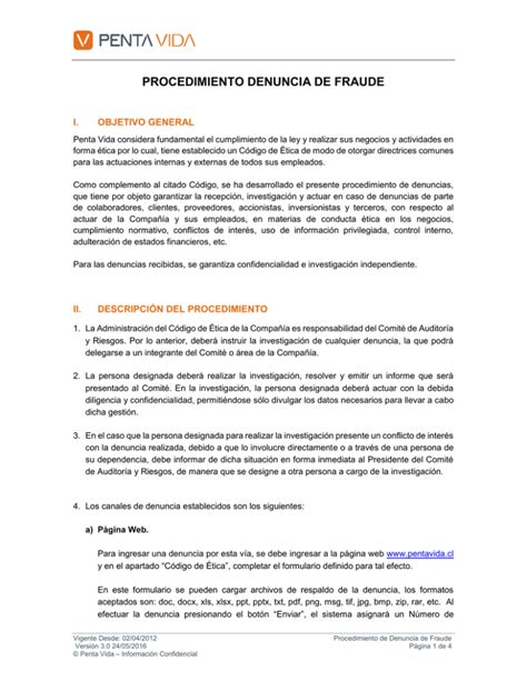 Procedimiento Denuncia De Fraude