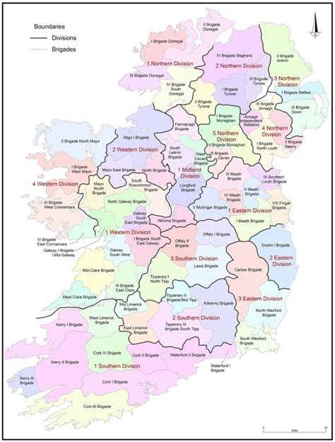 Map Of Ira Divisions And Brigades During The Irish War Of Independence