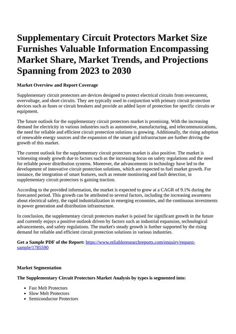 Reportprime Supplementary Circuit Protectors Market Size Furnishes