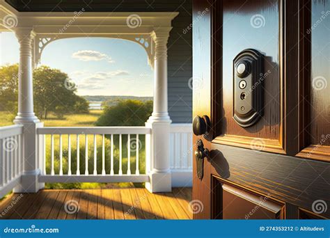 Doorbell With View Of Front Porch And Beyond In Classic Wooden House