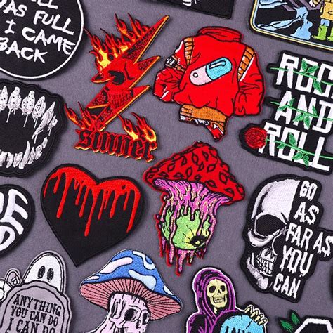 Punk Style Patch Iron On Patches For Clothing Thermoadhesive Patches Skull Embroidered Patches