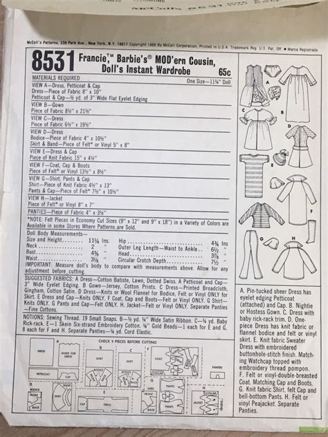 Vintage Barbie Sewing Pattern Mccall S Etsy