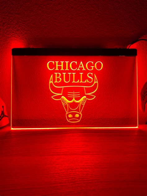 Chicago Bulls Led Neon Red Light Sign 8x12 Etsy