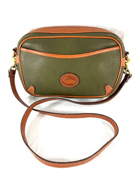 Dooney Bourke Olive Green And Tan Leather Pebble Vintage Crossbody