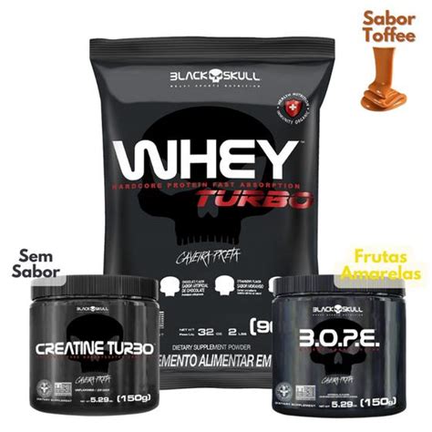 Kit Suplemento Combo Whey Turbo 907g Creatina 150g Pre Treino B O P