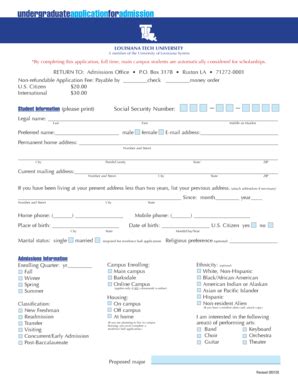 Fillable Online Latech Student Mem Application Latech Fax Email