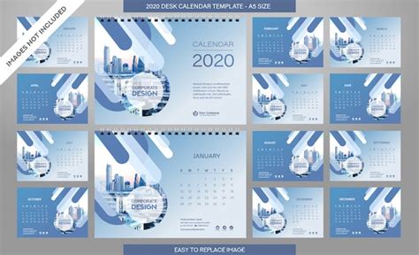 Premium Vector Desk Calendar 2020 Template All Months Included