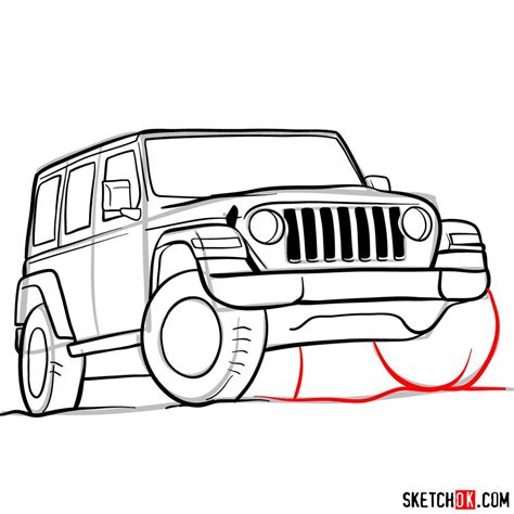 How To Draw Jeep Wrangler Rubicon Sketchok Easy Drawing Guides