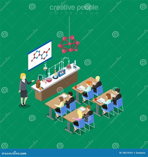 Isometric Flat Education Chemical Lab Science Int Stock Vector