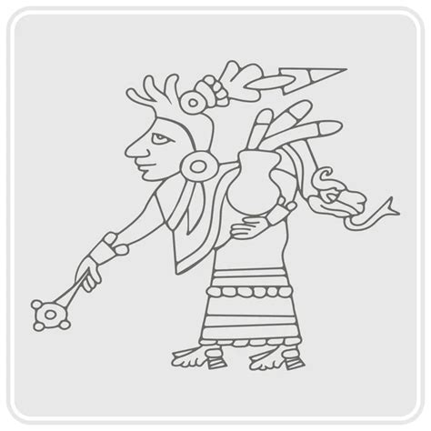 Icono monocromo con símbolos de códices aztecas Vector de stock