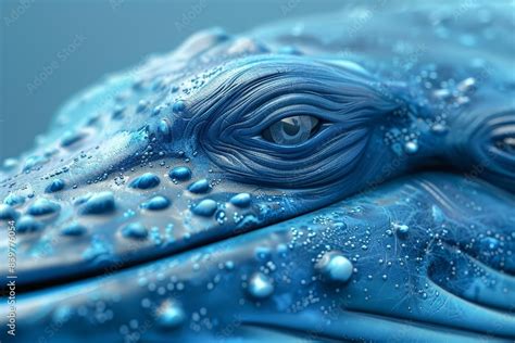 Blue whale eye flat design front view closeup 3D render ...