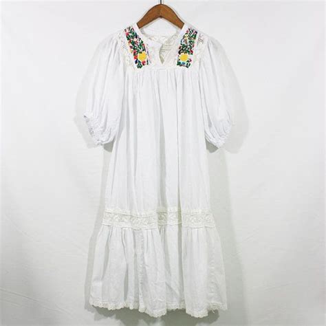 White Embroidered Oaxaca Mexican Peasant Wedding Dress With Etsy