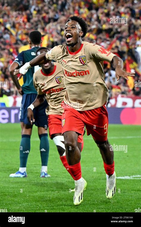 Elye Wahi 9 Of RC Lens Celebrates After Scoring The 2 1 Goal During